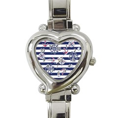 Seamless Marine Pattern Heart Italian Charm Watch