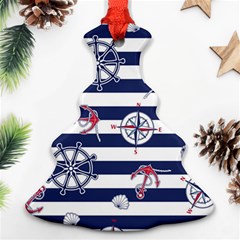 Seamless Marine Pattern Ornament (christmas Tree) 