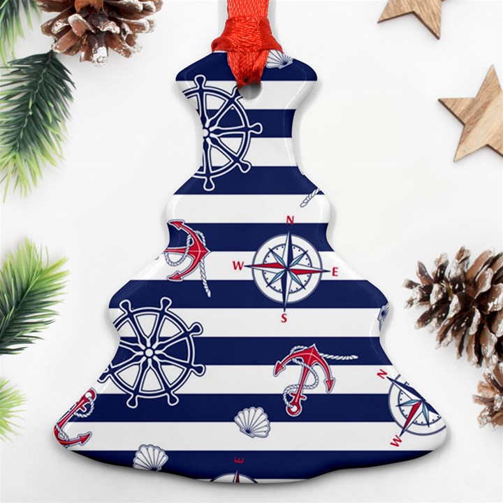 Seamless marine pattern Ornament (Christmas Tree) 