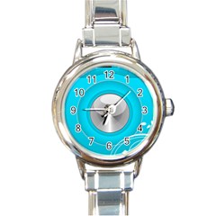 Blue Washing Machine, Electronics Round Italian Charm Watch by Jancukart