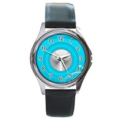 Blue Washing Machine, Electronics Round Metal Watch