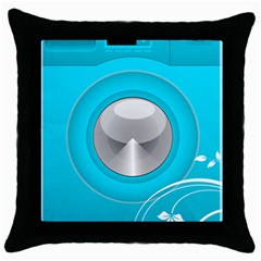 Blue Washing Machine, Electronics Throw Pillow Case (black)