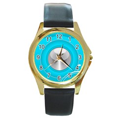 Blue Washing Machine, Electronics Round Gold Metal Watch