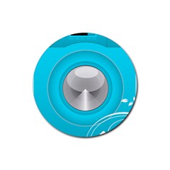 Blue Washing Machine, Electronics Rubber Coaster (round) by Jancukart