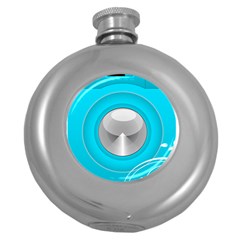 Blue Washing Machine, Electronics Round Hip Flask (5 Oz)