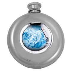 Silver Framed Washing Machine Animated Round Hip Flask (5 Oz)