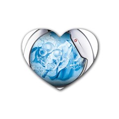 Silver Framed Washing Machine Animated Rubber Heart Coaster (4 Pack)