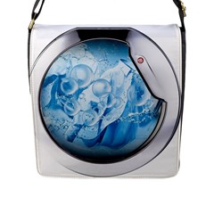 Silver Framed Washing Machine Animated Flap Closure Messenger Bag (l) by Jancukart