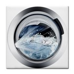 Gray Washing Machine Illustration Tile Coaster Front