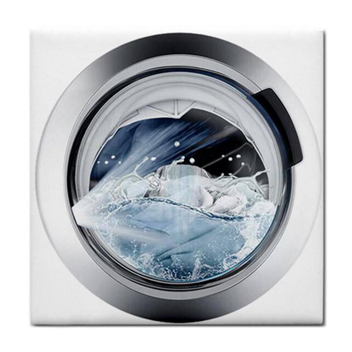 Gray Washing Machine Illustration Tile Coaster