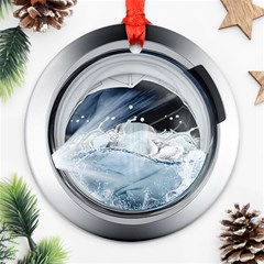 Gray Washing Machine Illustration Ornament (round)