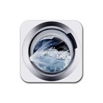 Gray Washing Machine Illustration Rubber Coaster (Square) Front