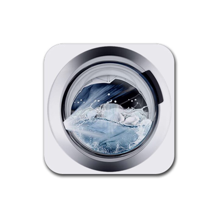 Gray Washing Machine Illustration Rubber Coaster (Square)