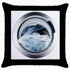 Gray Washing Machine Illustration Throw Pillow Case (black)