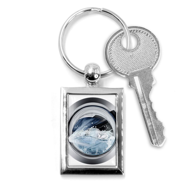 Gray Washing Machine Illustration Key Chain (Rectangle)