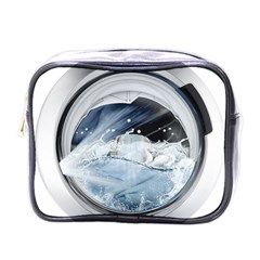 Gray Washing Machine Illustration Mini Toiletries Bag (one Side)