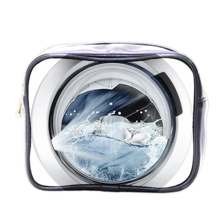 Gray Washing Machine Illustration Mini Toiletries Bag (One Side)