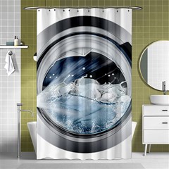 Gray Washing Machine Illustration Shower Curtain 48  X 72  (small) 