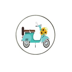 Blue Vespa Taking Flowers To You  Hat Clip Ball Marker (10 pack)