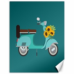 Blue Vespa Taking Flowers To You  Canvas 12  X 16  by ConteMonfrey