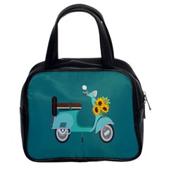 Blue Vespa Taking Flowers To You  Classic Handbag (Two Sides)