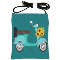 Blue Vespa Taking Flowers To You  Shoulder Sling Bag