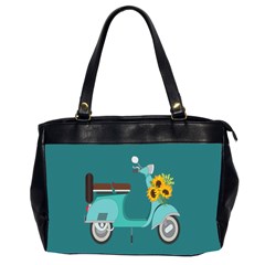 Blue Vespa Taking Flowers To You  Oversize Office Handbag (2 Sides)