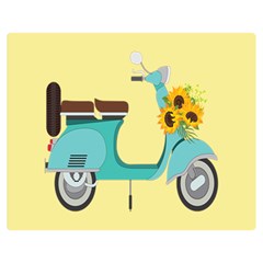 Blue Vespa Taking Flowers To You  Double Sided Flano Blanket (Medium) 