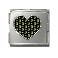 Leaves Motif Random Print Pattern Mega Link Heart Italian Charm (18mm) by dflcprintsclothing