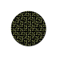 Leaves Motif Random Print Pattern Rubber Round Coaster (4 Pack) by dflcprintsclothing