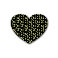 Leaves Motif Random Print Pattern Rubber Coaster (heart) by dflcprintsclothing