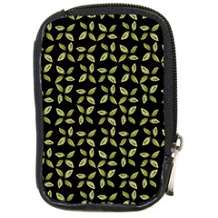 Leaves Motif Random Print Pattern Compact Camera Leather Case by dflcprintsclothing