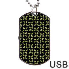 Leaves Motif Random Print Pattern Dog Tag Usb Flash (one Side)