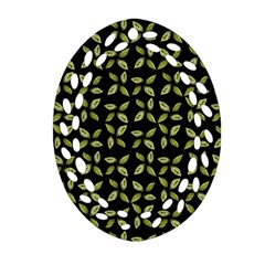 Leaves Motif Random Print Pattern Ornament (oval Filigree)