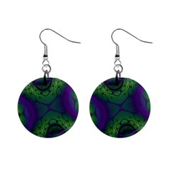 Abstract Fractal Art Pattern Mini Button Earrings by Ravend