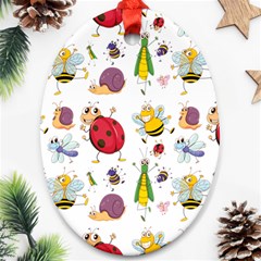 Cute Cartoon Insects Seamless Background Ornament (oval)