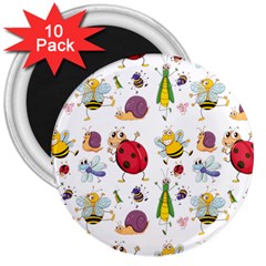 Cute Cartoon Insects Seamless Background 3  Magnets (10 Pack) 