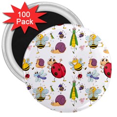 Cute Cartoon Insects Seamless Background 3  Magnets (100 Pack)