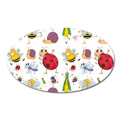 Cute Cartoon Insects Seamless Background Oval Magnet