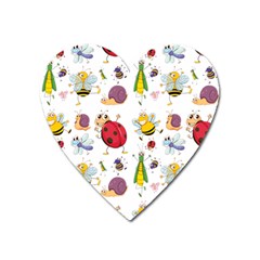 Cute Cartoon Insects Seamless Background Heart Magnet by Jancukart