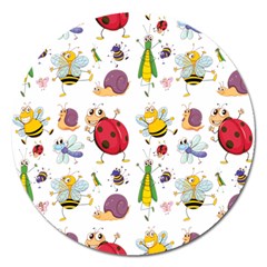 Cute Cartoon Insects Seamless Background Magnet 5  (round)