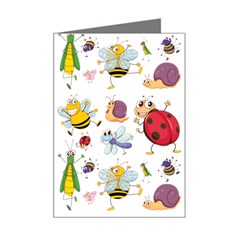 Cute Cartoon Insects Seamless Background Mini Greeting Card by Jancukart