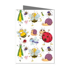 Cute Cartoon Insects Seamless Background Mini Greeting Cards (pkg Of 8)