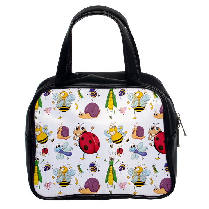 Cute Cartoon Insects Seamless Background Classic Handbag (Two Sides)