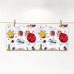 Cute Cartoon Insects Seamless Background Hand Towel by Jancukart