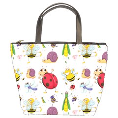 Cute Cartoon Insects Seamless Background Bucket Bag