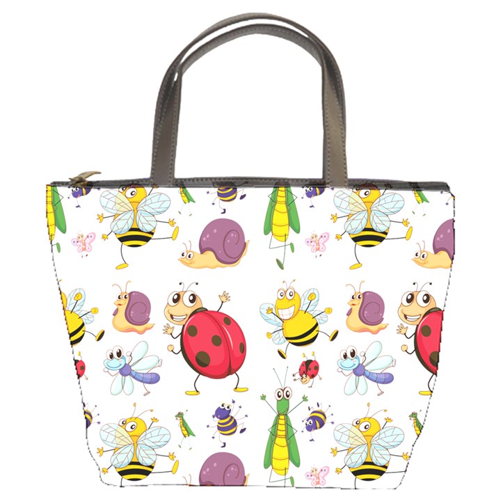 Cute Cartoon Insects Seamless Background Bucket Bag