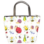 Cute Cartoon Insects Seamless Background Bucket Bag Back