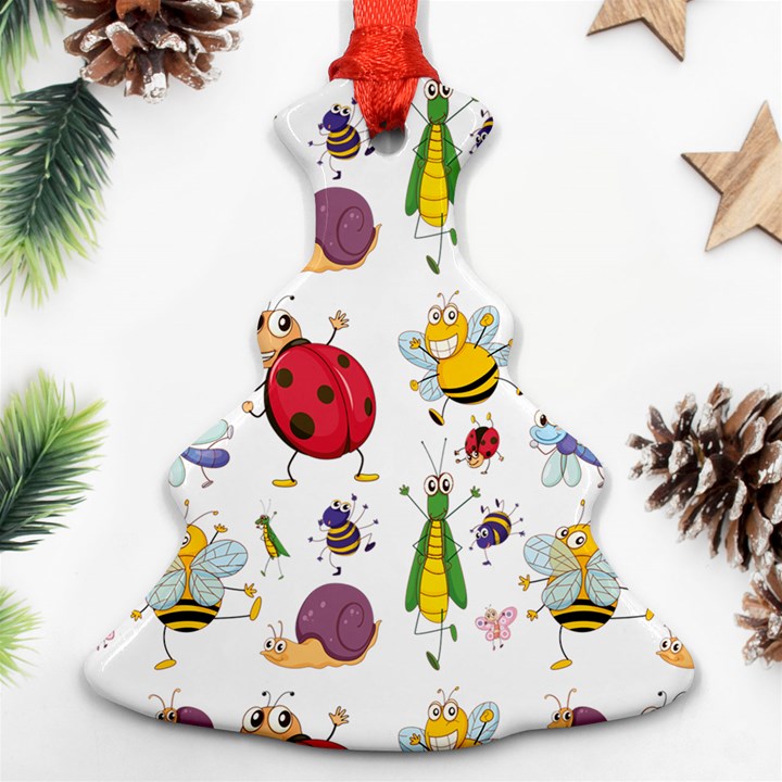 Cute Cartoon Insects Seamless Background Ornament (Christmas Tree) 