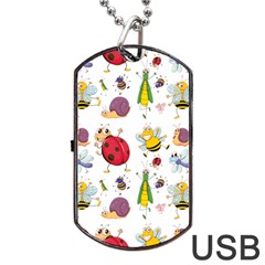 Cute Cartoon Insects Seamless Background Dog Tag Usb Flash (two Sides)